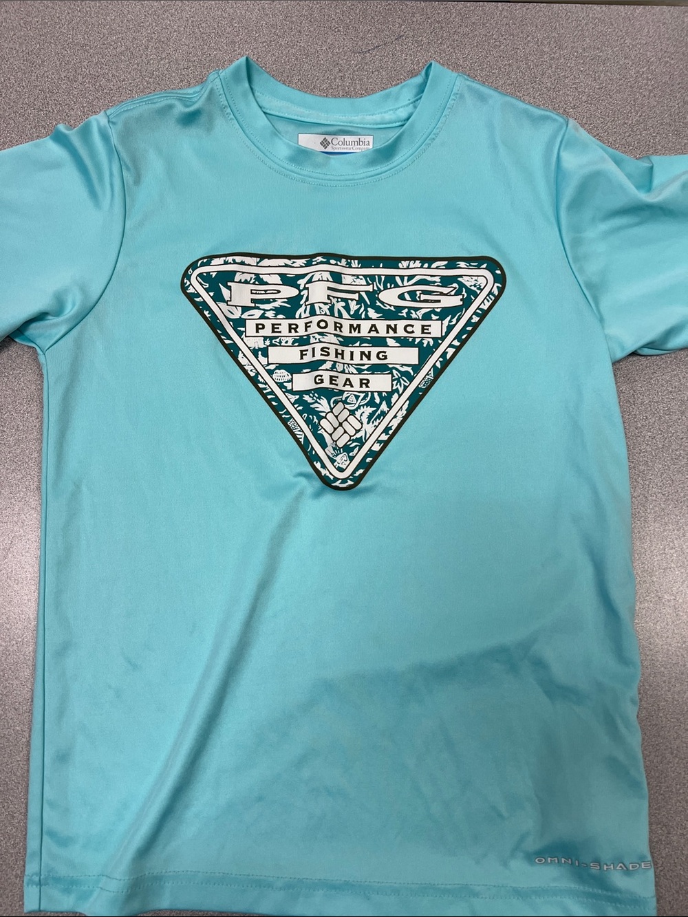 Columbia Kids Aqua Blue Performance Fishing Gear Tee